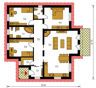 Mirror image | Floor plan of ground floor - BUNGALOW 38